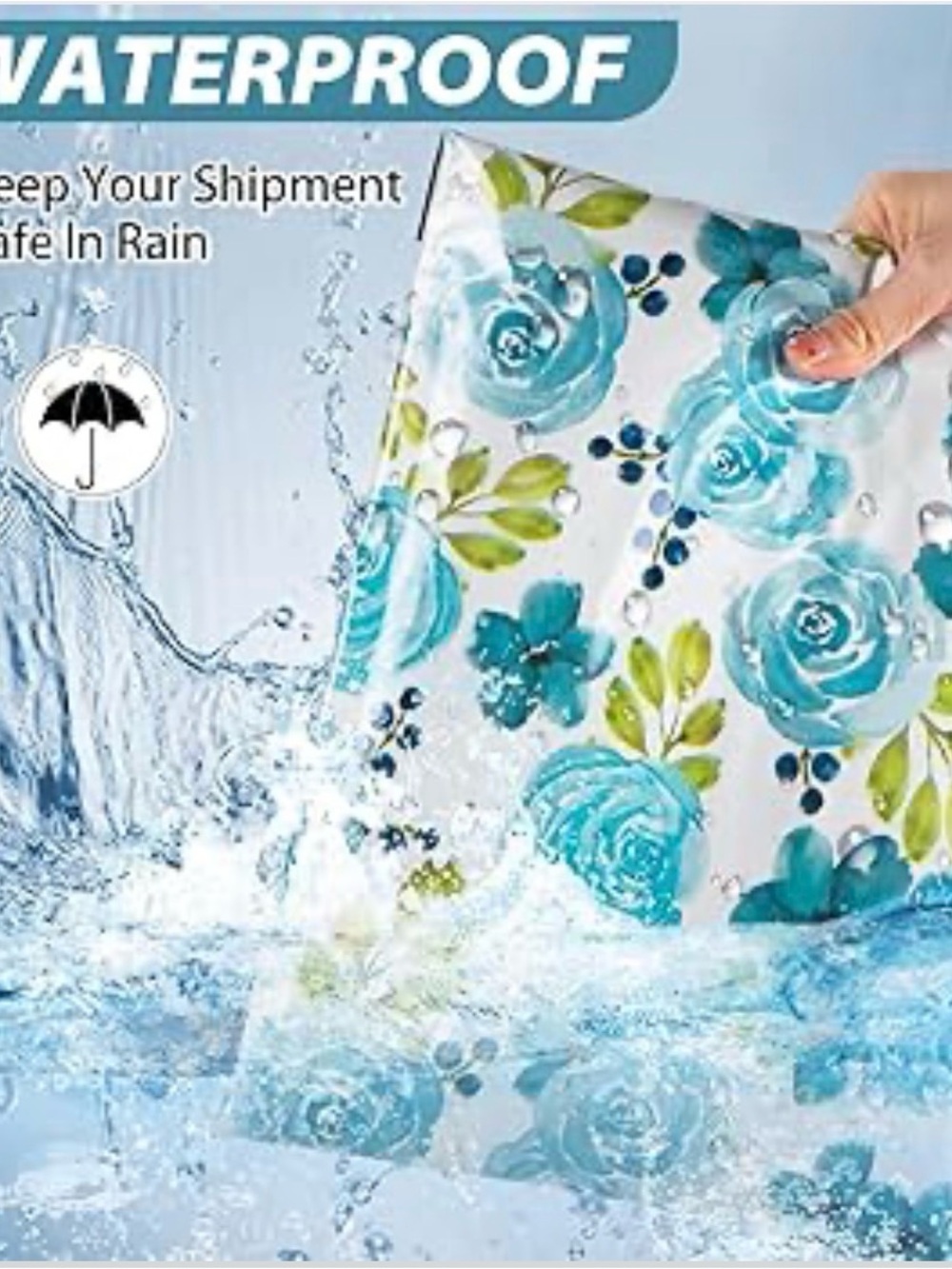 Waterproof Blue Floral Mailer Bag (25) - Picture 2 of 6